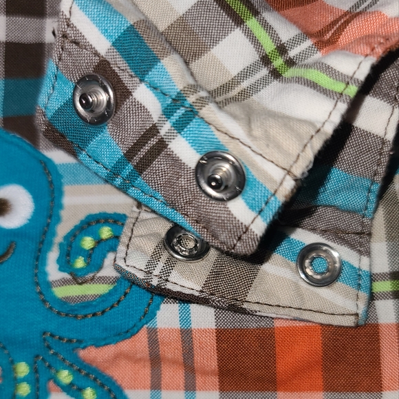 Carter's baby playwear cotton plaid romper octopus size 24M - Picture 3 of 8